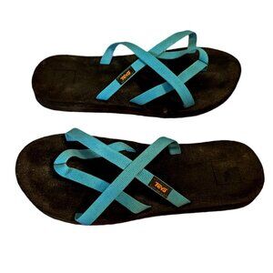Teva Olowahu Mush Foam Strappy Flip Flop Thong Sandal Slipper Turquoise Size 9